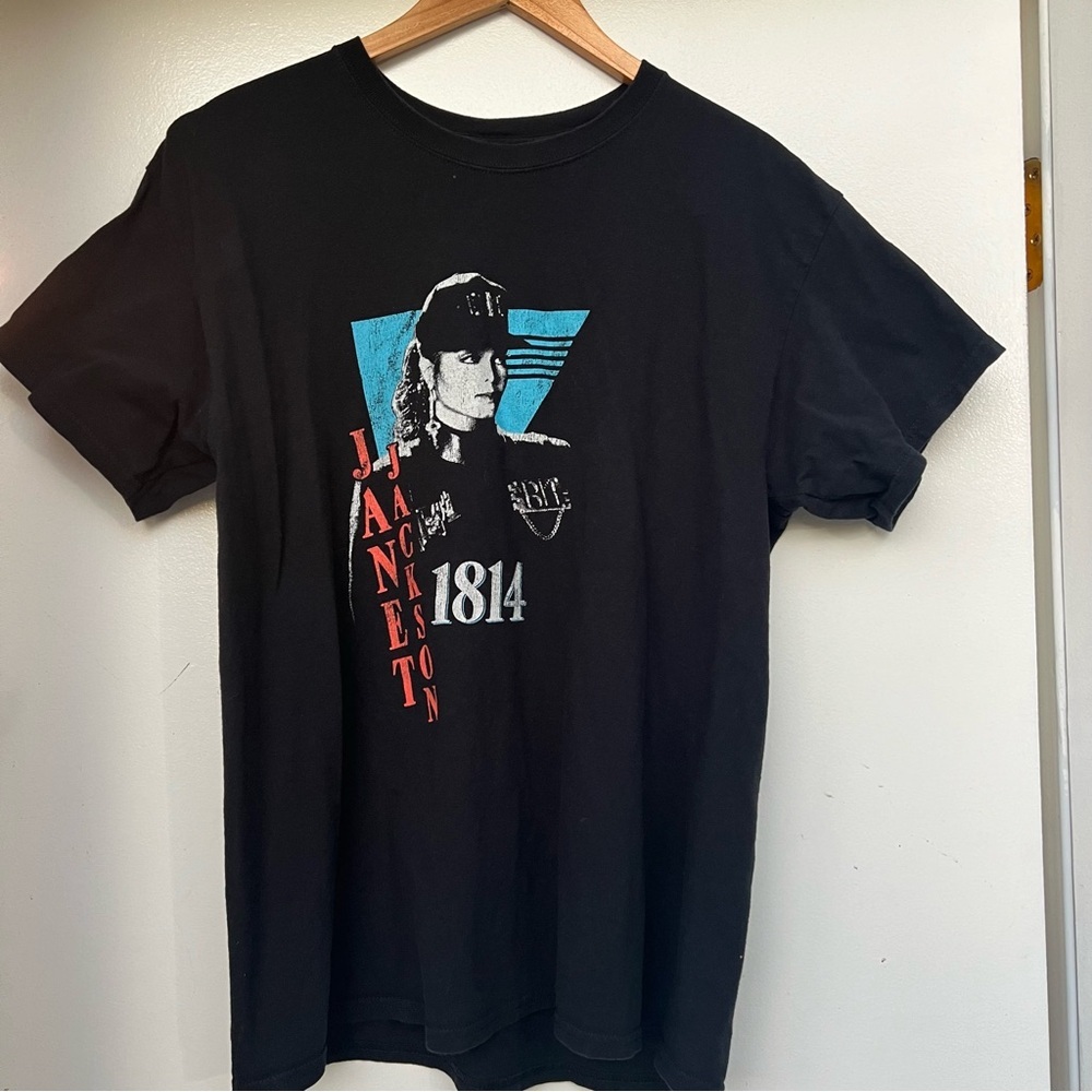 JACKSON Black Tee with Blue and Red Graphic